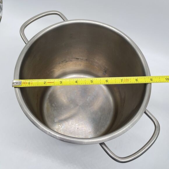 Vintage Vollrath Stainless Steel Stock Pot 8 Qt 9”x9” w/ Lid NSF USA - Picture 10 of 11